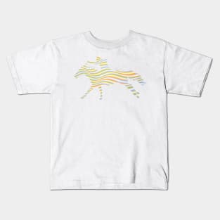 Rodeo Girl Barrel Racing on Galloping Horse with Wavy Background Kids T-Shirt